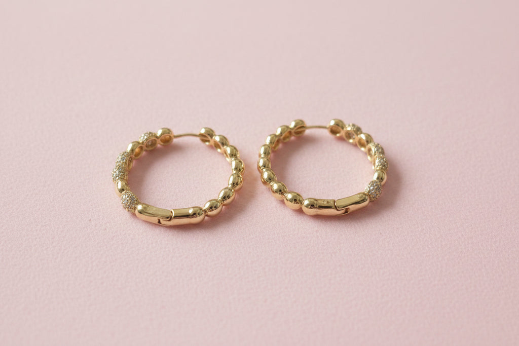 18K Gold filled Hoop and Cz Earrings