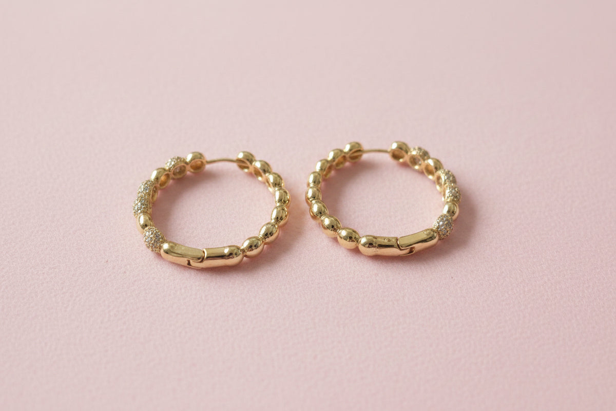 18K Gold filled Hoop and Cz Earrings