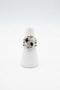 Dolls Silver plated Stretch Ring multi-band fashion ring with a dark center stone and a geometric accent.