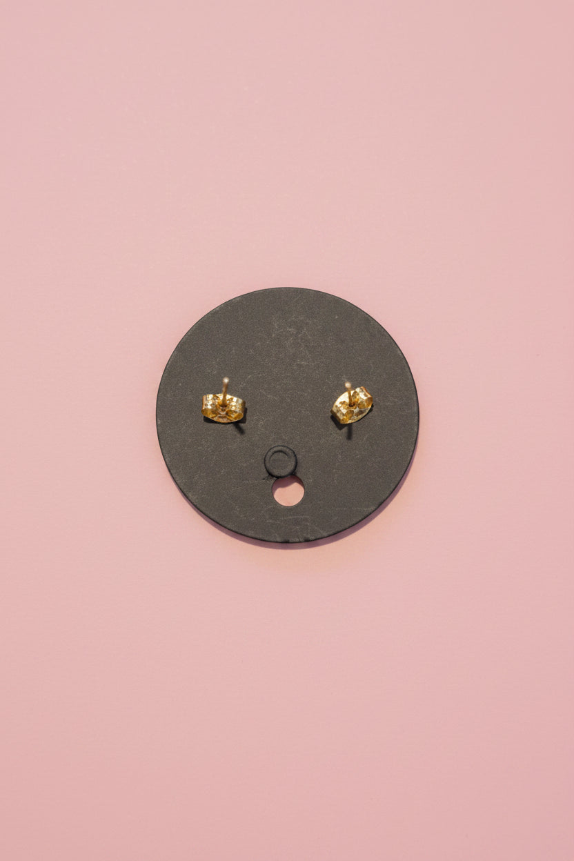 18K Gold filled St. Mary Oval stud Earring surrounded by CZs