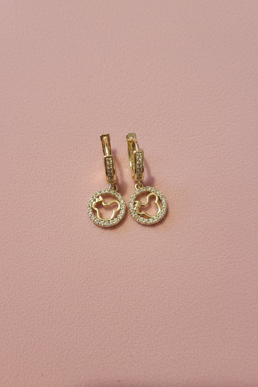 18K gold filled Mikey Mouse Earrings with CZs.