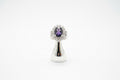 Divas Silver plated stretch purple center stone & cubic  zirconia adjustable