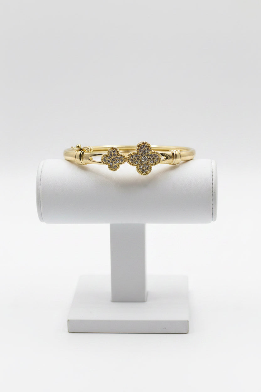 18K Gold filled Clover Bangle bracelet