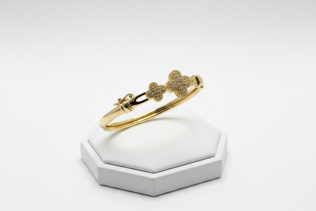 18K Gold filled Clover Bangle bracelet