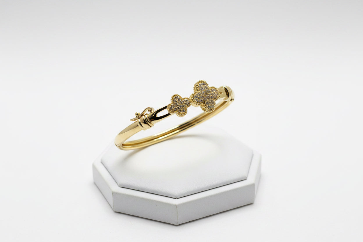 18K Gold filled Clover Bangle bracelet