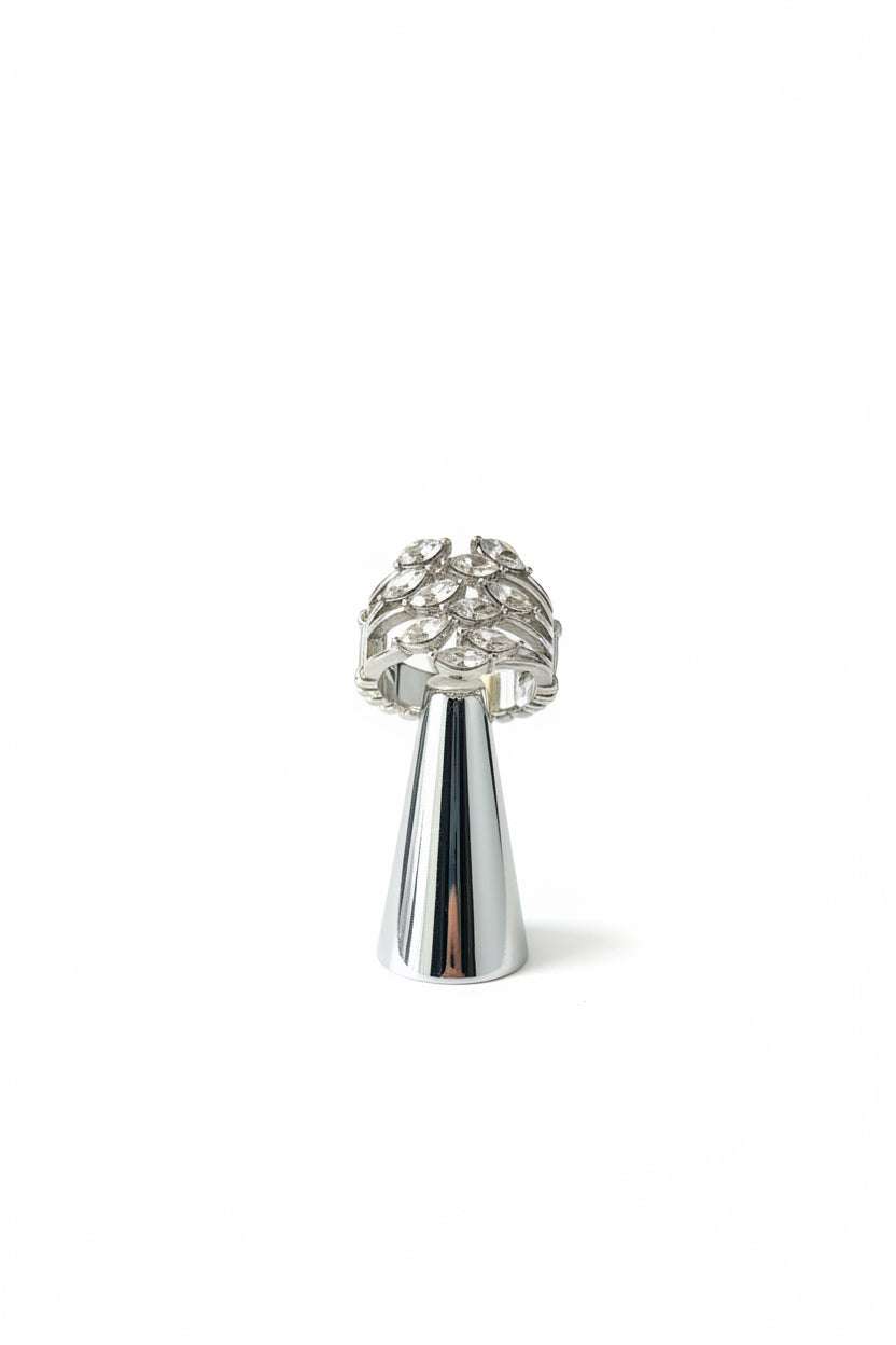Dolls Silver plated Stretch Ring multi  cubic zirconia ring