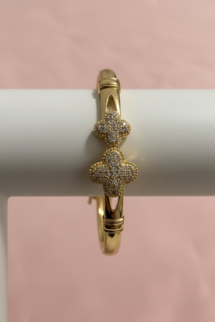18K Gold filled Clover Bangle bracelet