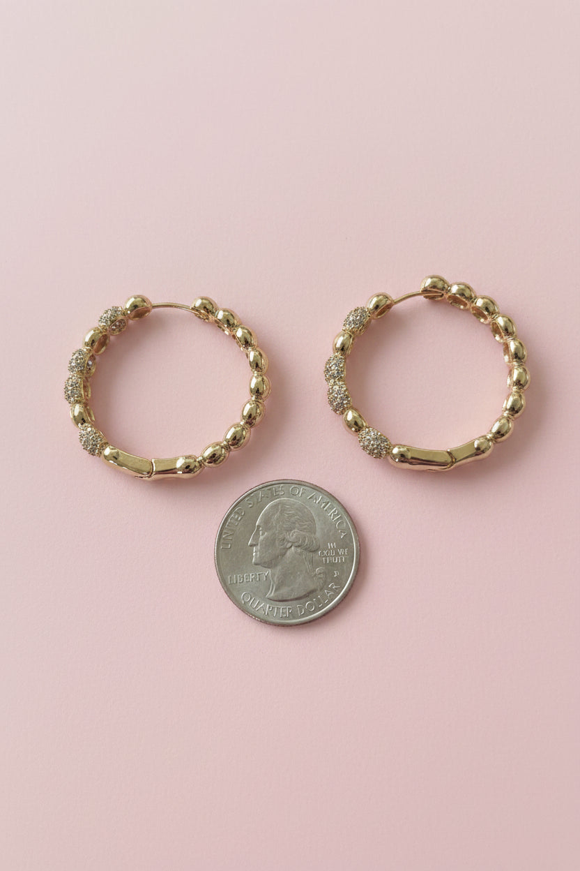 18K Gold filled Hoop and Cz Earrings