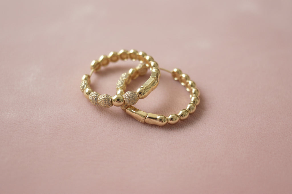 18K Gold filled Hoop and Cz Earrings
