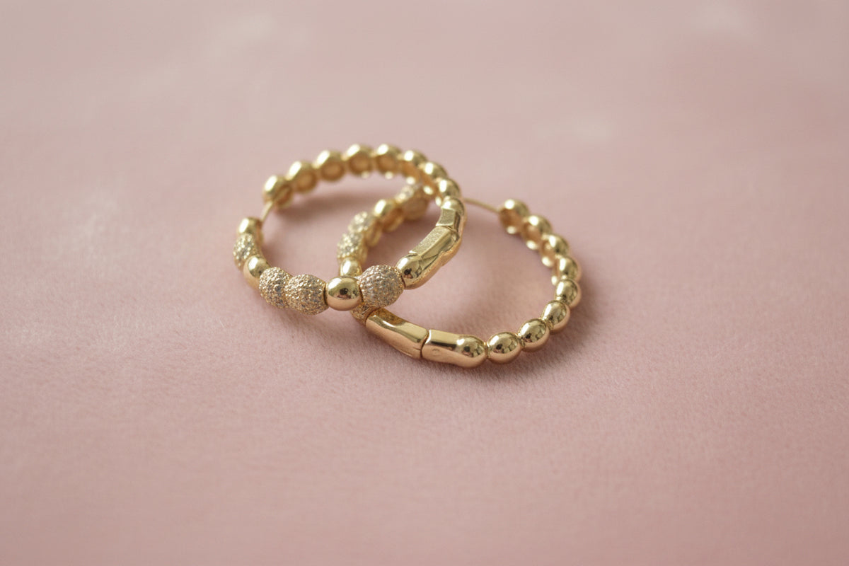18K Gold filled Hoop and Cz Earrings