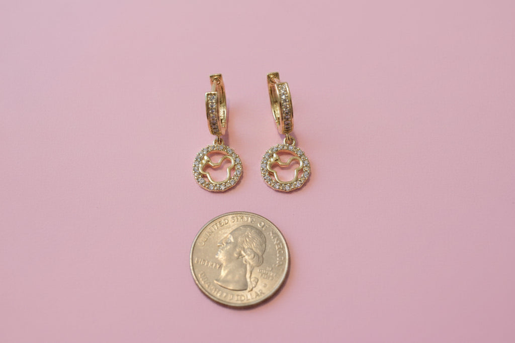 18K gold filled Mikey Mouse Earrings with CZs.