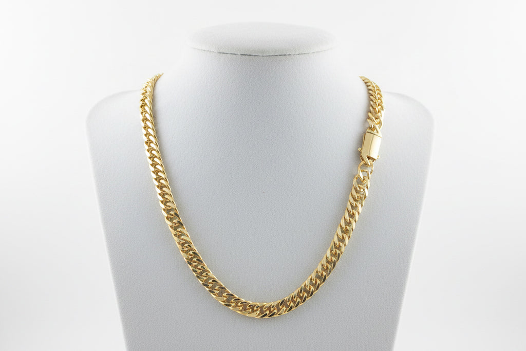 18K Gold filled 20" 9mm Cuban Link Chain with Blinged out Clasp