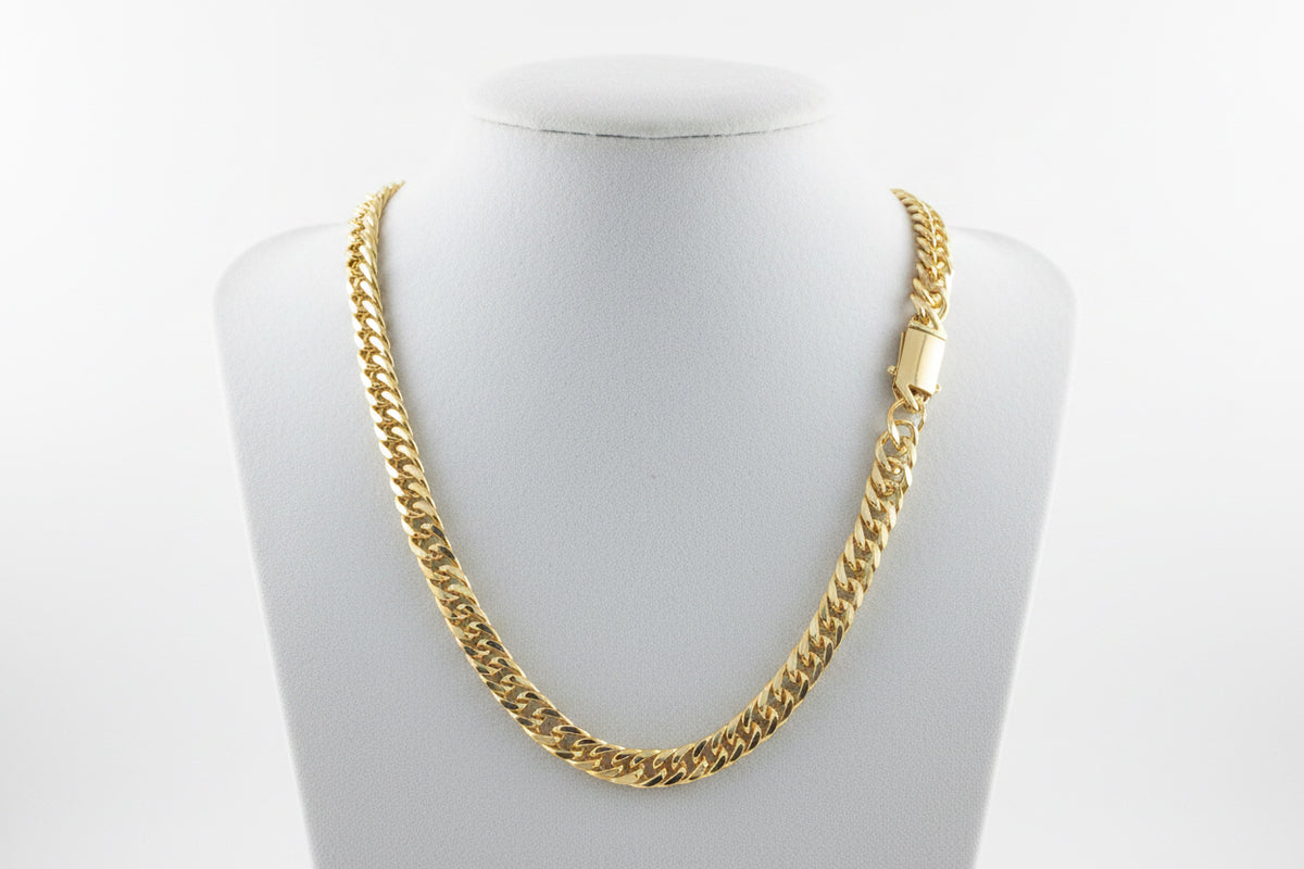 18K Gold filled 20" 9mm Cuban Link Chain with Blinged out Clasp