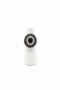 Divas Silver Plated Round multi stone Onyx ring with cubic zirconia (adjustable)