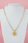 18K Gold filled 18” 4mm Paperclip chain with Heart Locket.