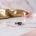 Dolls Silver plated Stretch dainty black stones ring.