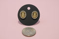 18K Gold filled St. Mary Oval stud Earring surrounded by CZs