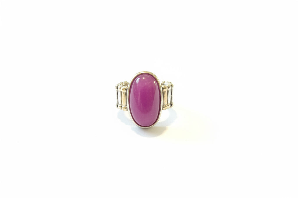 Dolls Oval purple Amethyst and silver plated ring.  Adjustable