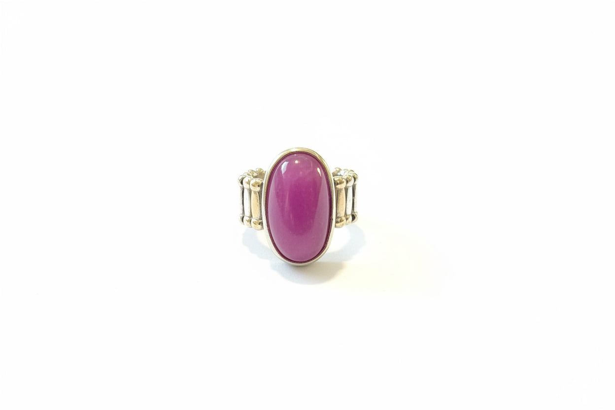 Dolls Oval purple Amethyst and silver plated ring.  Adjustable