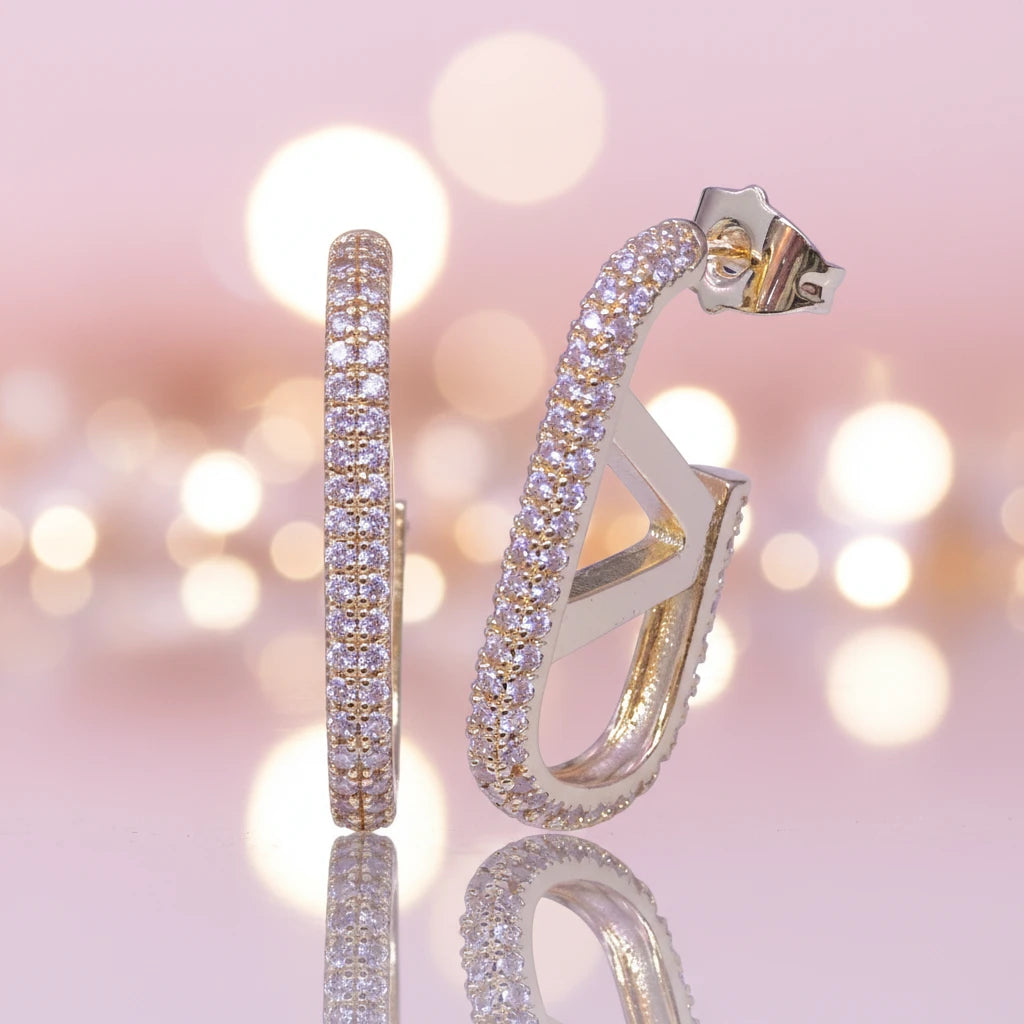 18k Gold filled V Hoop Earrings