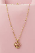 18K Gold filled 3mm 18” Figaro chain with I love you Heart Pendant