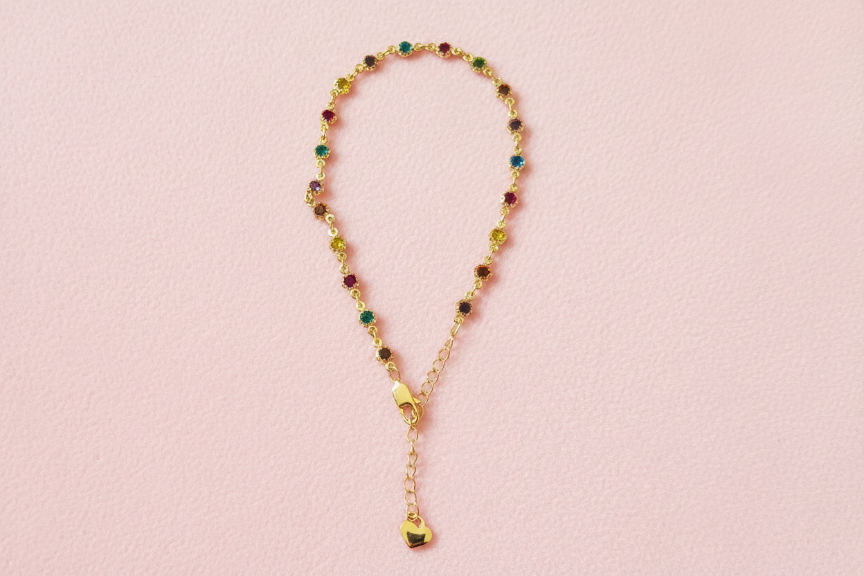 18K Gold filled tricolor anklet