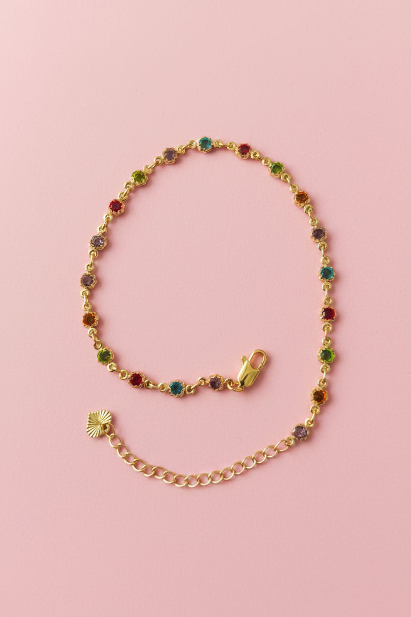 18K Gold filled tricolor anklet