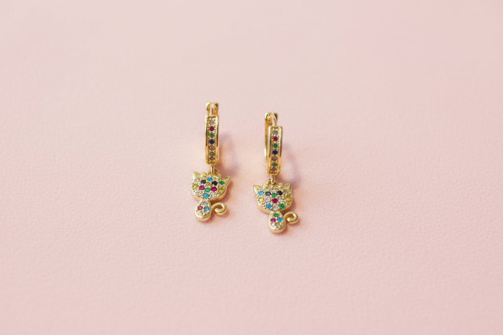 18K Gold filled Kitty Cat Earrings