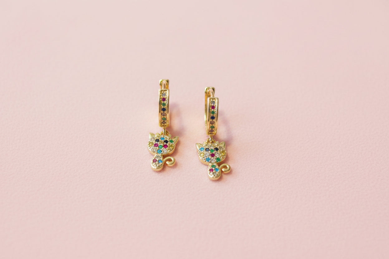 18K Gold filled Kitty Cat Earrings