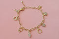 18K Gold filled Paperclip Lucky Charms Bracelet.