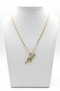 18K Gold filled 18” 3mm Cuban Link chain with blinged out Cougar.